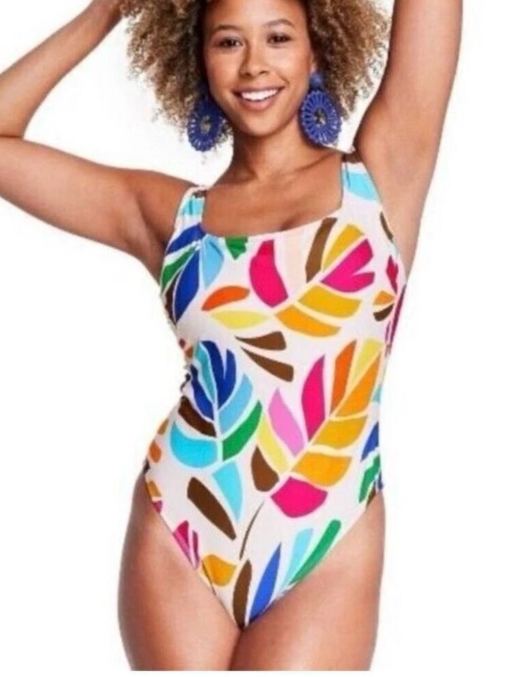 Multicolor Leaf-Print One-Piece Swimsuit